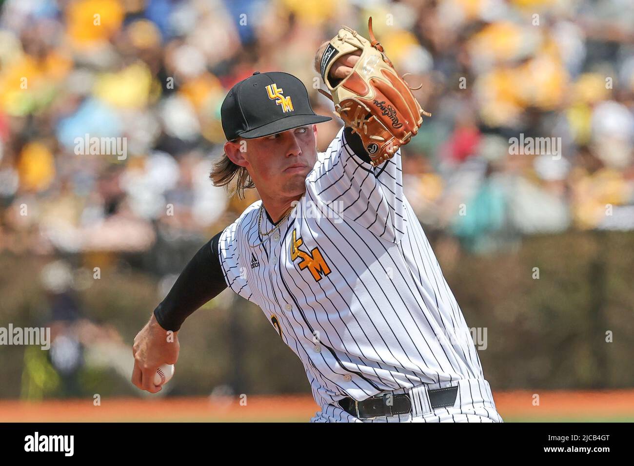 Jun 11, 2022: Southern Miss pitcher Hurston Waldrep (2) delivers a ...