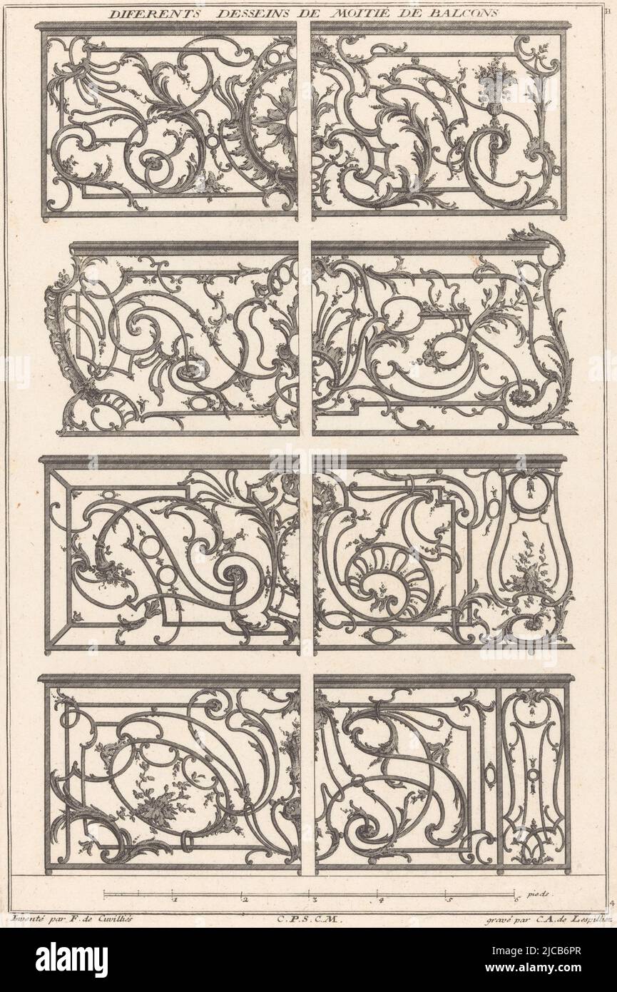 Eight ornamented wrought iron balcony railings hi-res stock photography ...