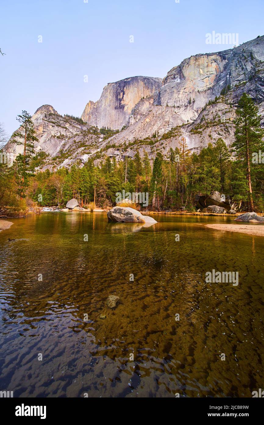 Mirror Lake reflecting Half Dome at Yosemite National Park Stock Photo ...