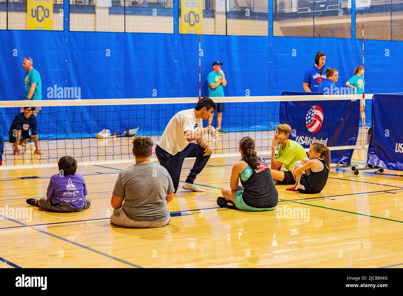 Oklahoma, JUN 11 2022 - Sitting volleyball of UCO Endeavor Games Stock Photo