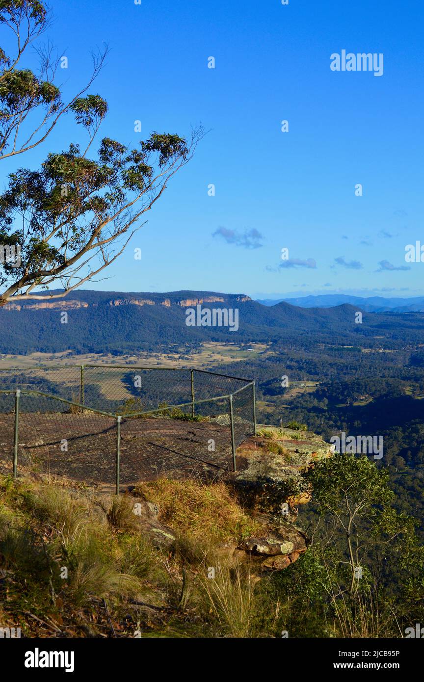 A view from Mitchell Pass Lookout at Mt Victoria in the Blue Mountains of Australia Stock Photo