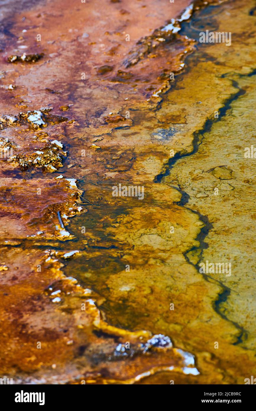 Texture of water and sediment layers in springs of Yellowstone Stock Photo