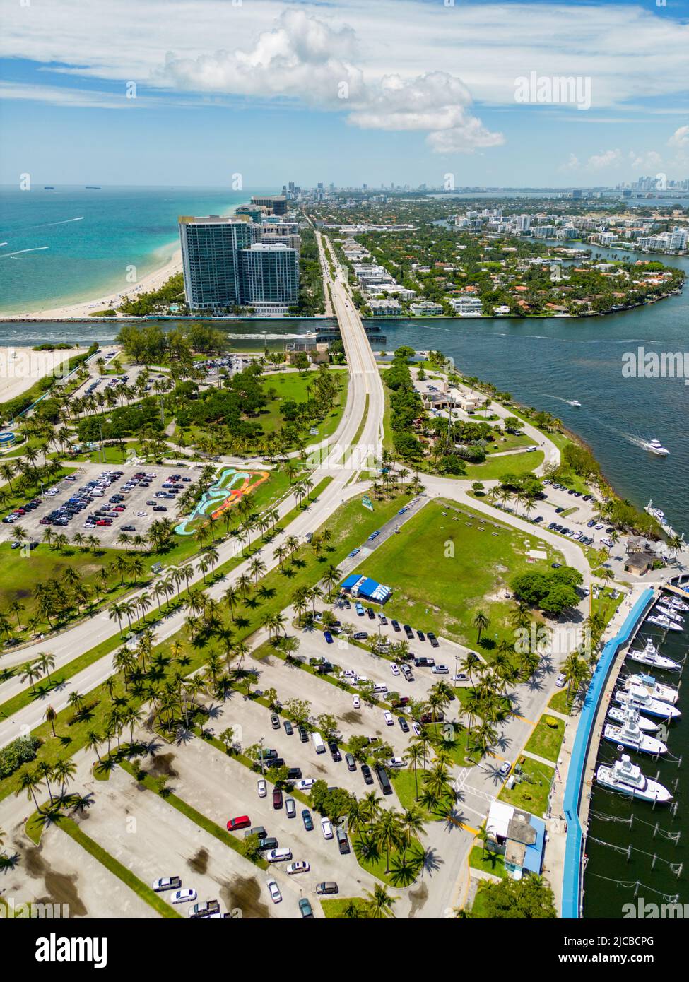 Vertical aerial photo Haulover Park by inlet Stock Photo Alamy