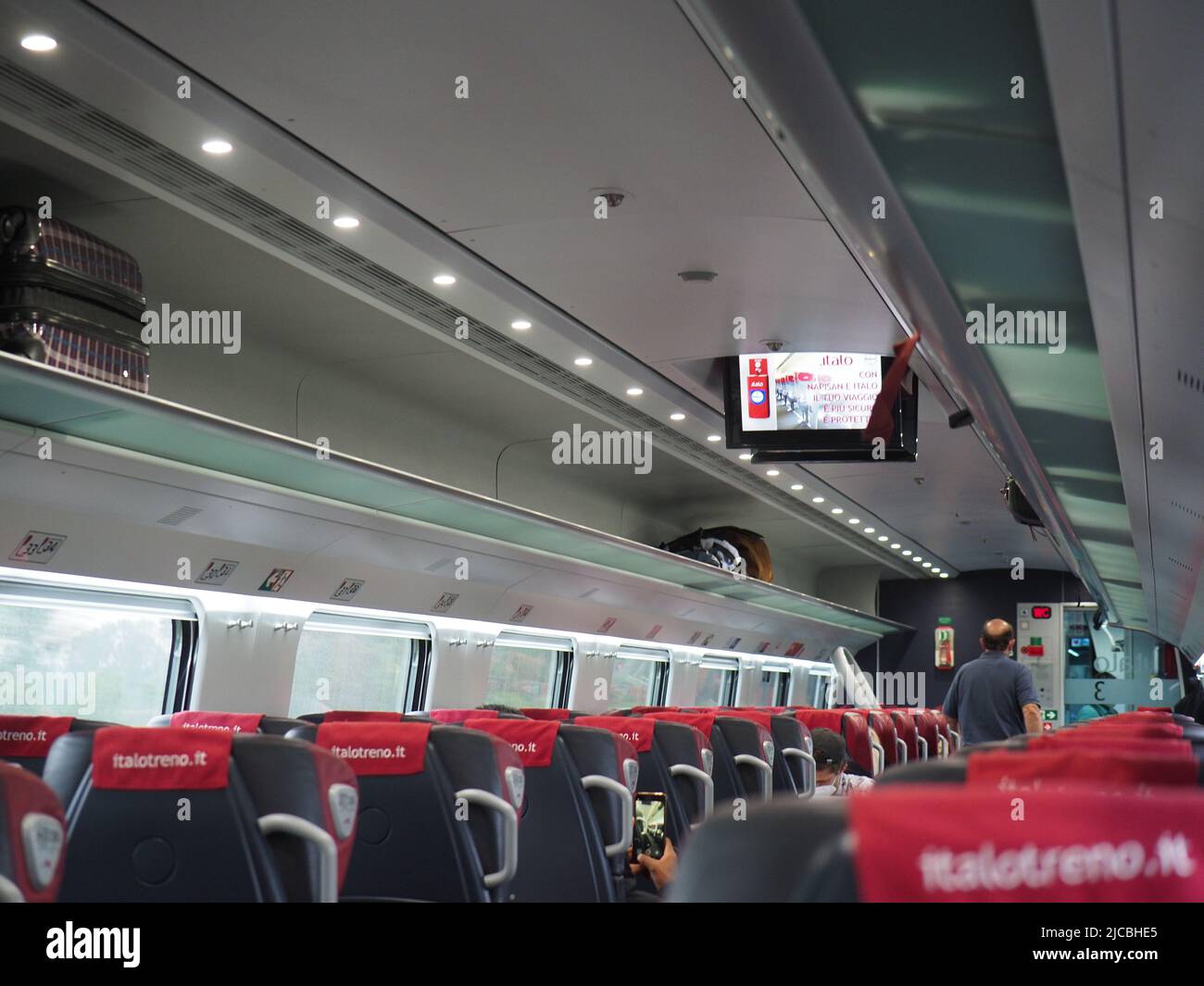 Venice, Italy - May 2022 Passengers in Italo train Stock Photo