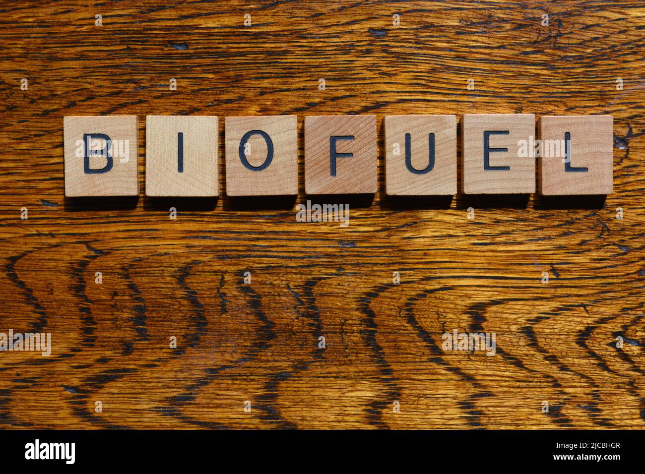 Biofuel, word in wooden alphabet letters isolated on wooden background ...