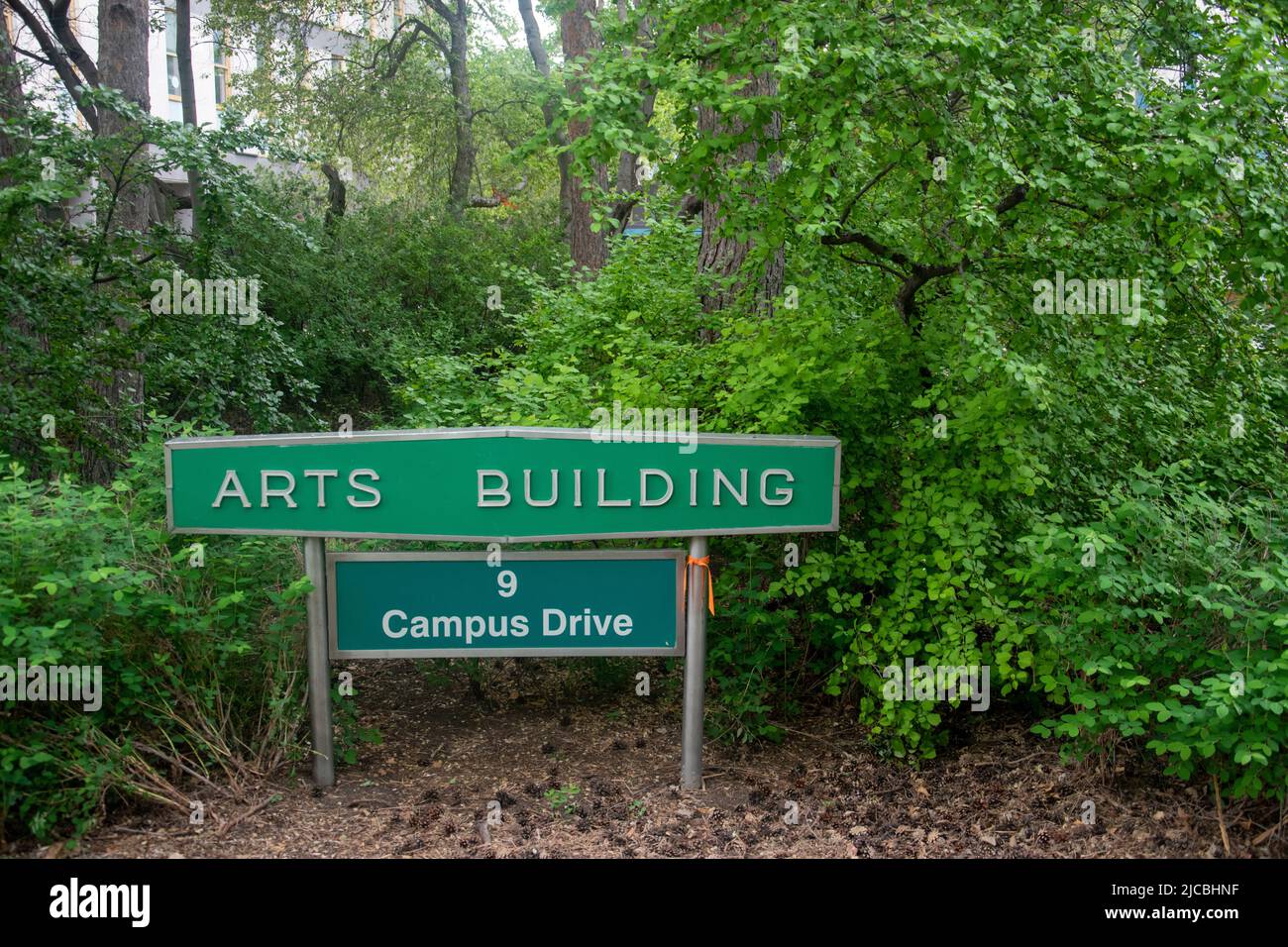 College of Arts Sign, University of Saskatchewan, Main Campus, Saskatoon, Saskatchewan. Stock Photo