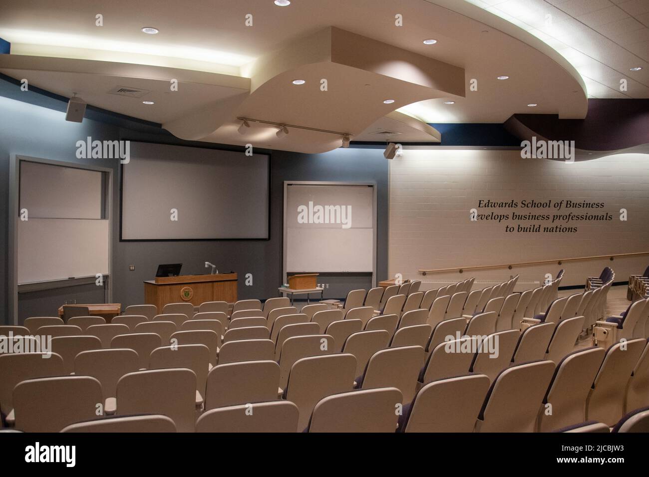 Lecture Theatre, Edwards School of Business, University of Saskatchewan, Main Campus, Saskatoon, Saskatchewan. Stock Photo