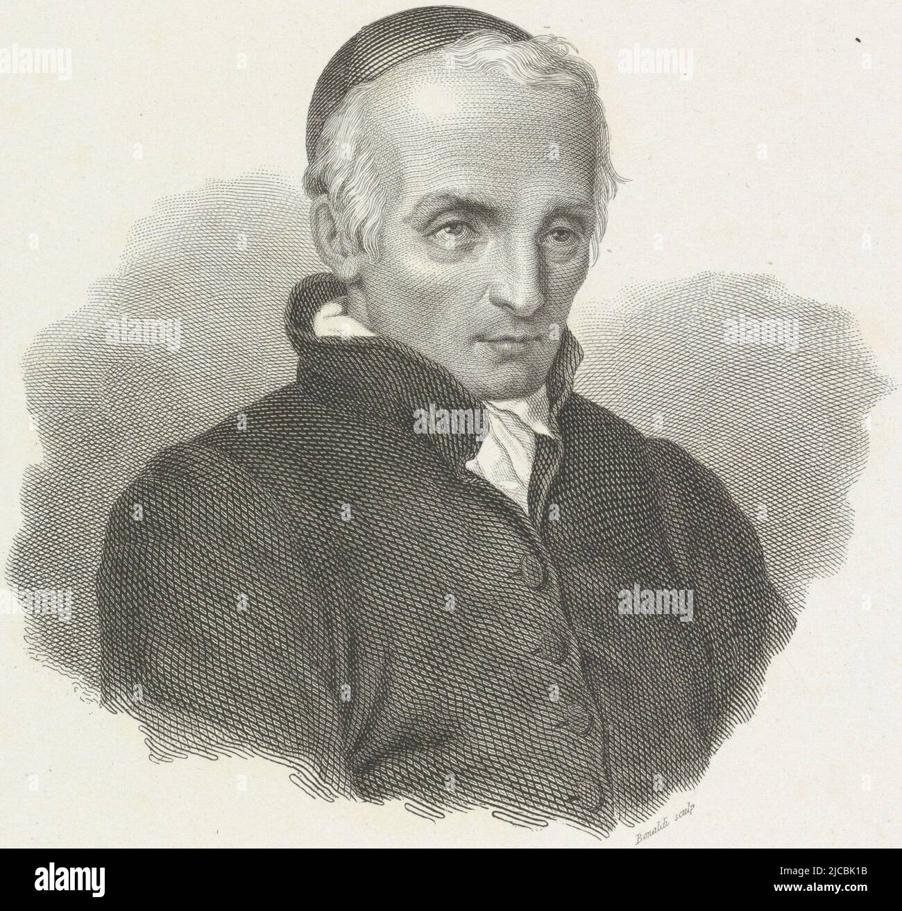 Portrait of Ottavio Giovanni Battista Assarotti, print maker: Giovanni A. Bonaldi, (mentioned on object), Italy, 1814 - 1829, paper, engraving, h 268 mm × w 180 mm Stock Photo