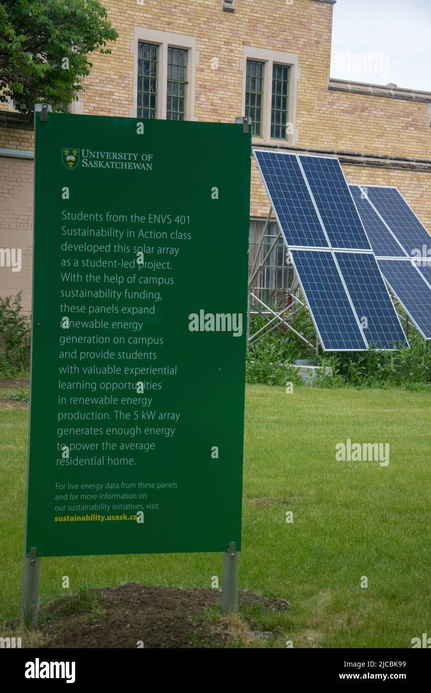 Environmental Studies Solar Array Research Project, University of Saskatchewan, Main Campus, Saskatoon, Saskatchewan. Stock Photo