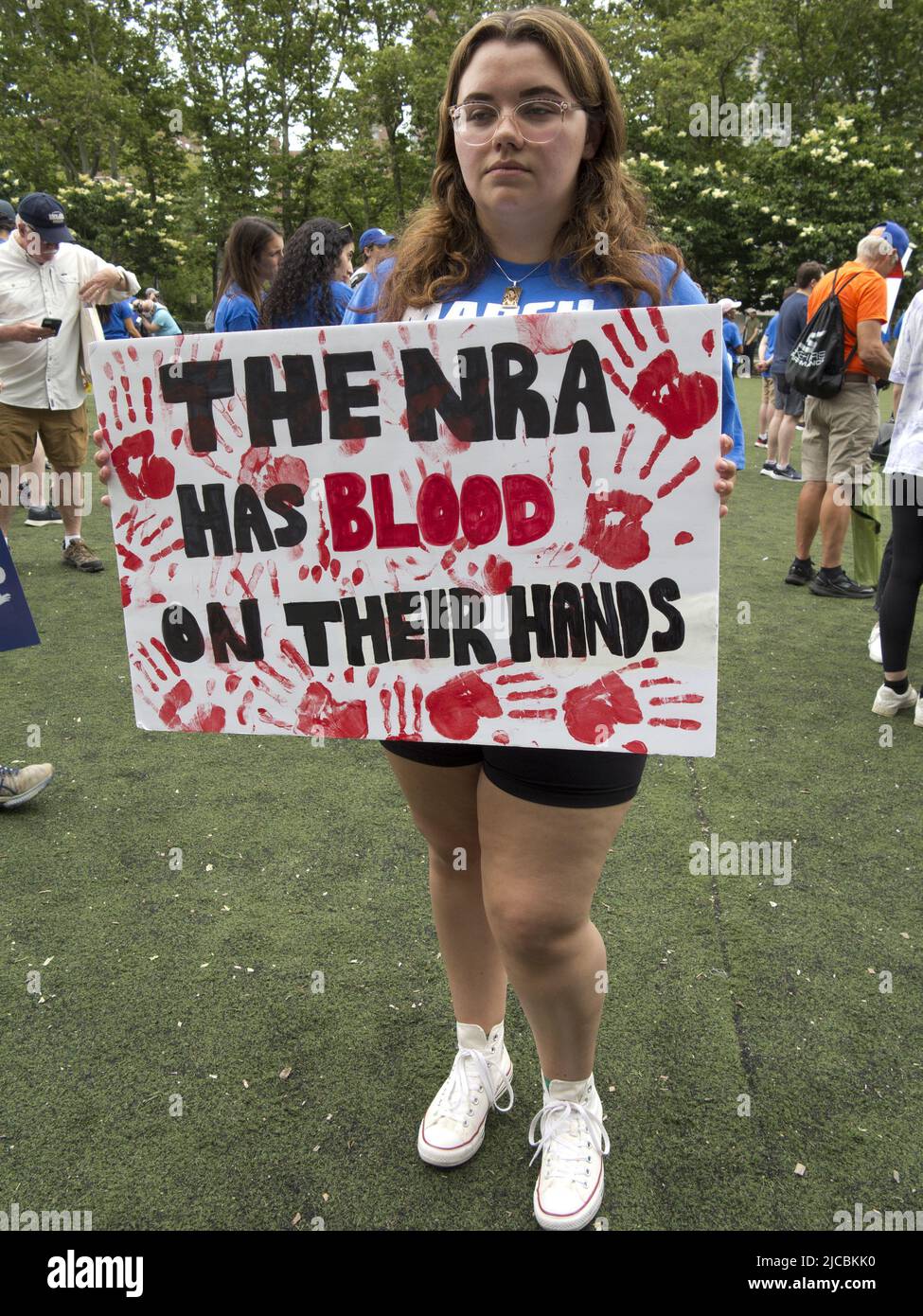 NYC, June 11, 2022. Demonstrators at The March for Our Lives protest against gun violence and in support of stricter gun legislation. Stock Photo