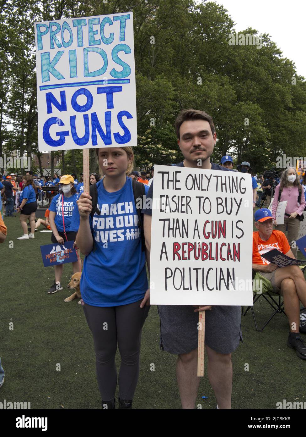 NYC, June 11, 2022. Demonstrators at The March for Our Lives protest against gun violence and in support of stricter gun legislation. Stock Photo