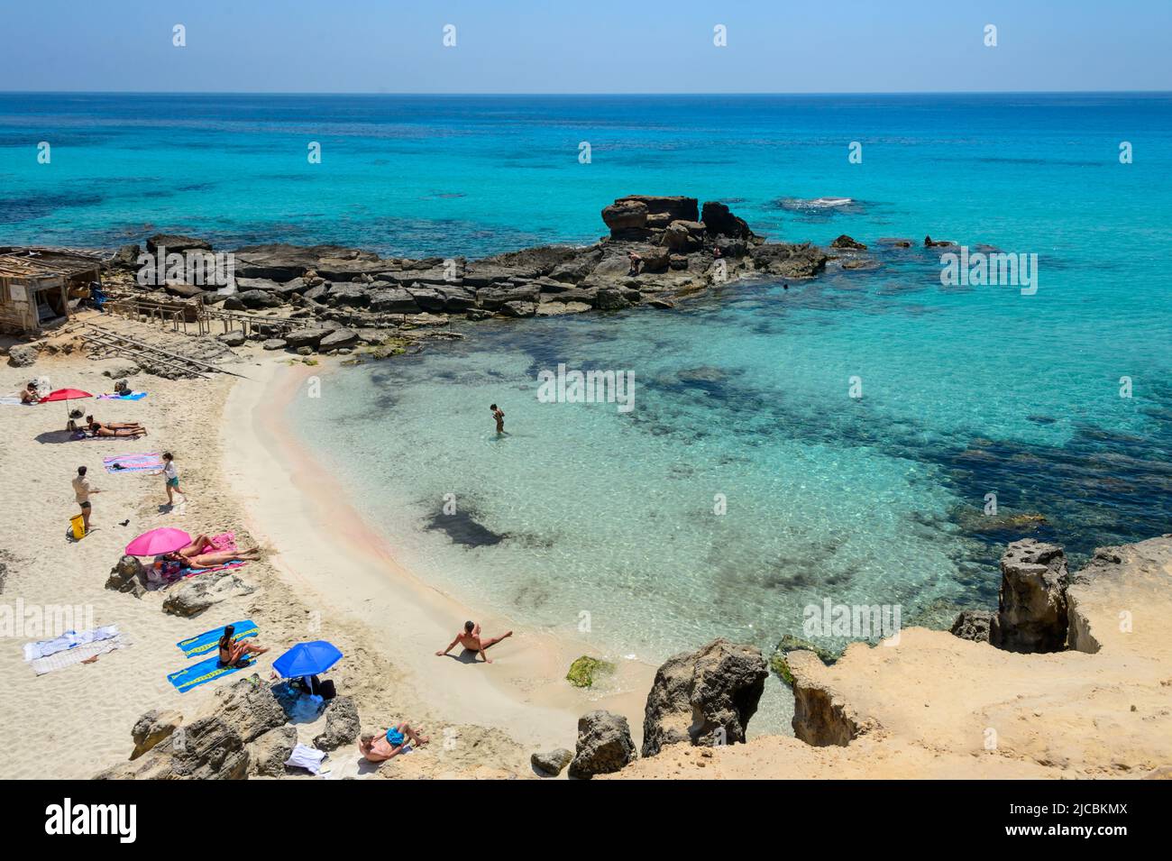 One of the best known beaches in Formentera. It is Calo des Mort. With ...