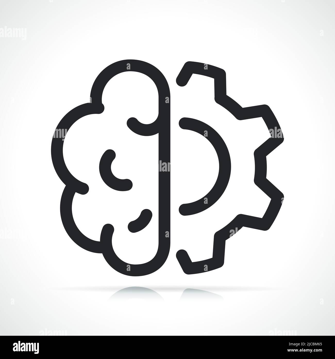 human brain with gear line icon illustration Stock Vector