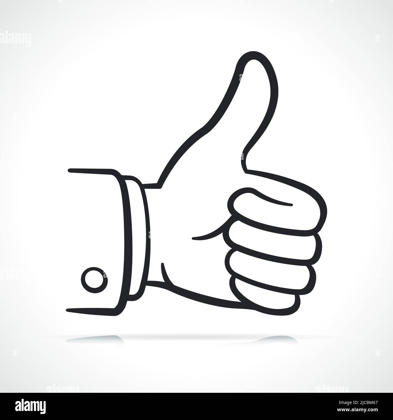 Thumb up black drawing contour isolated illustration Stock Vector