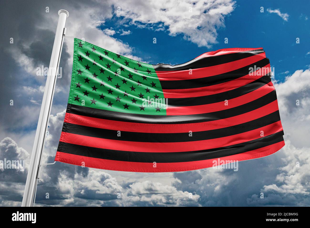 juneteenth Symbolic Behind the Pan-African Flag African American flag typically referred to as the RBG flag. Red representing the blood of African A Stock Photo