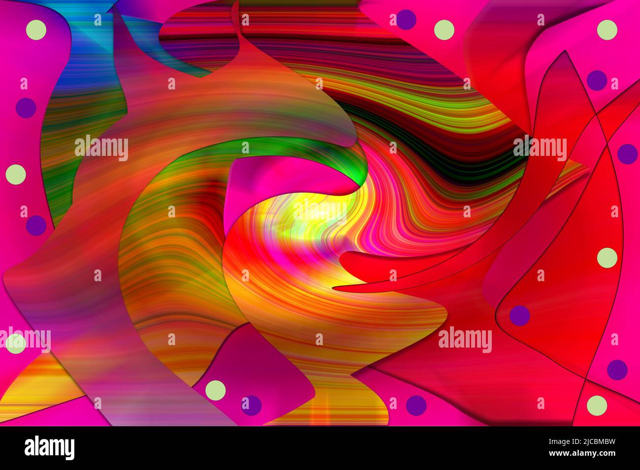 Digital art, 3D illustration, abstract symmetrical pattern in bright, vibrant colours Stock Photo