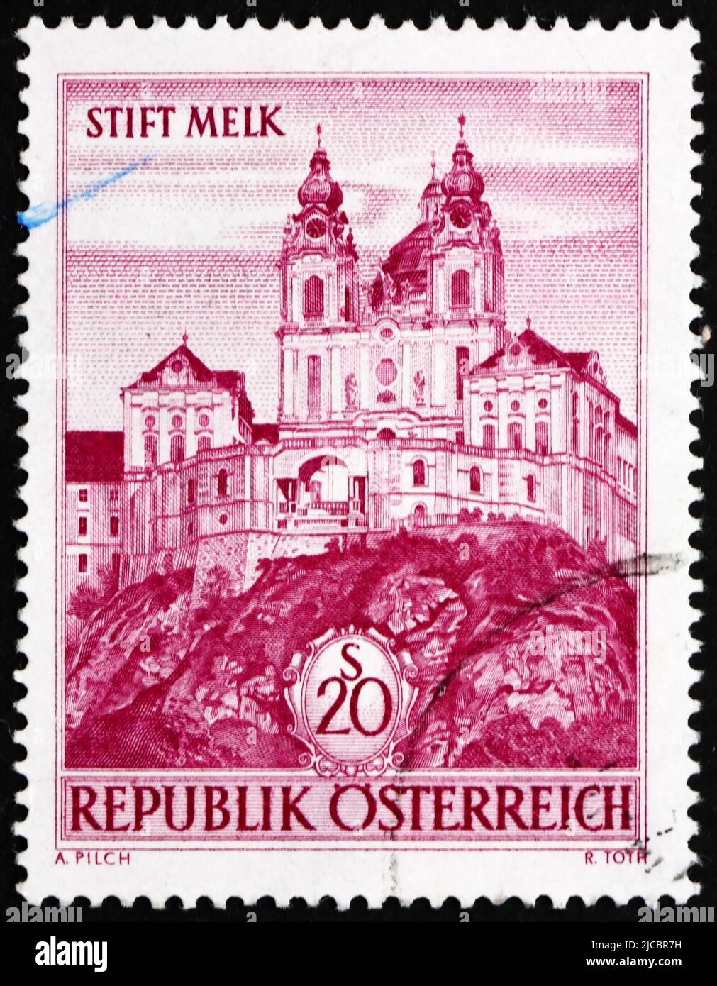 AUSTRIA - CIRCA 1963: a stamp printed in the Austria shows Melk Abbey, Austria, circa 1963 Stock Photo