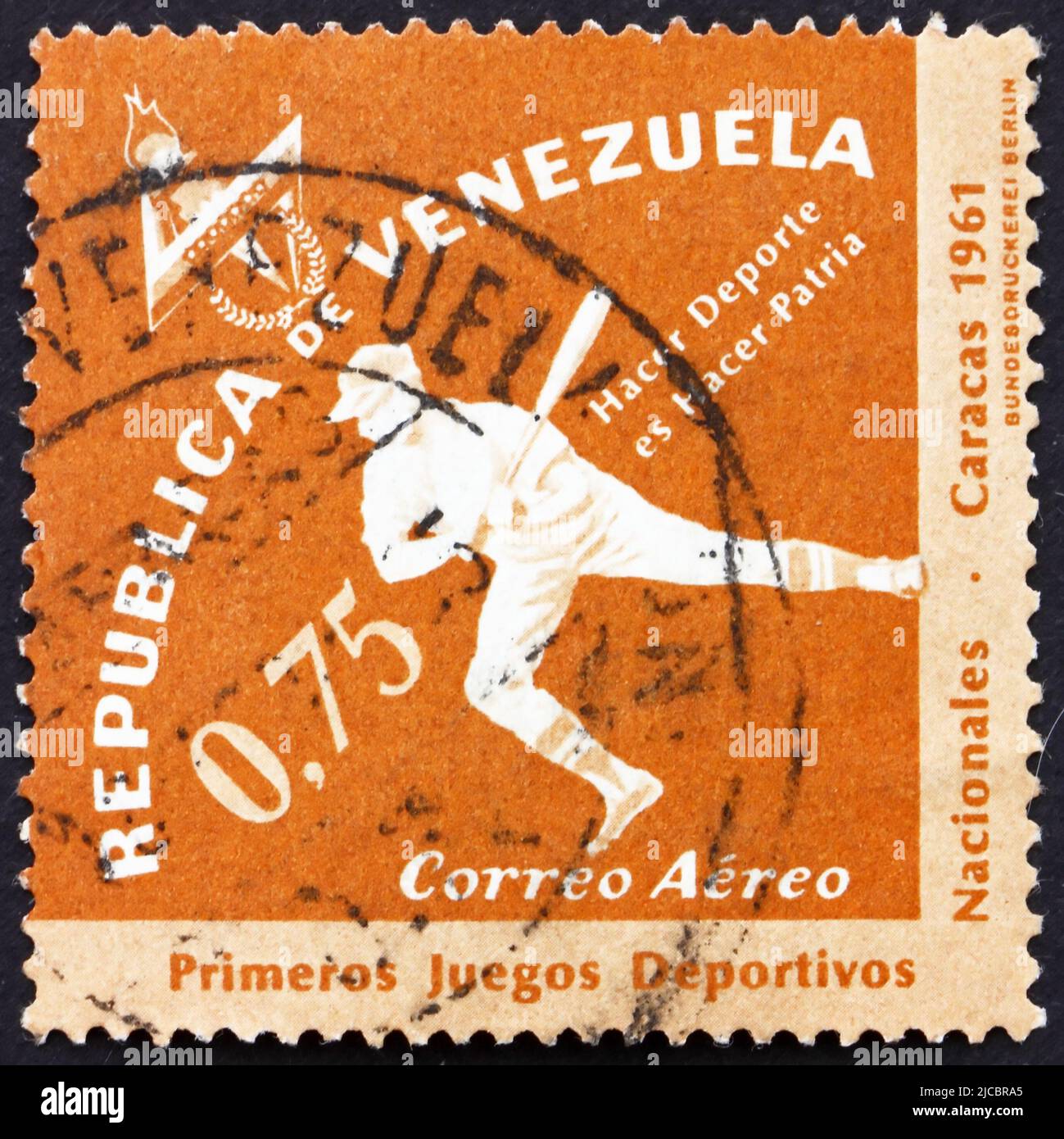 VENEZUELA CIRCA 1962 a stamp printed in the Venezuela shows Baseball