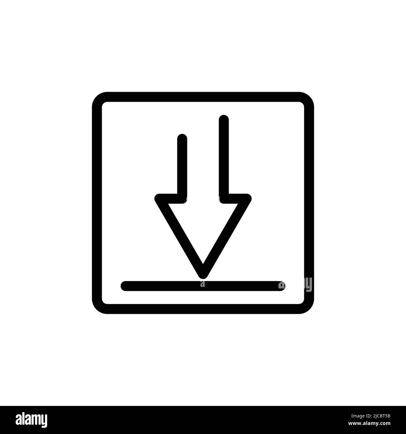 down arrow icon vector with rectangle. suitable for download icon, ui-ux, web, website, start up, pixel perfect. line icon style. Simple design illust Stock Vector