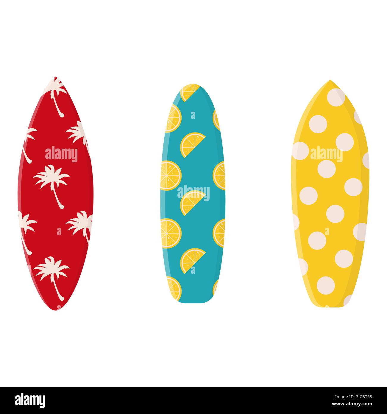 Collection of cartoon surfing boards with summer design. Summer sport ...