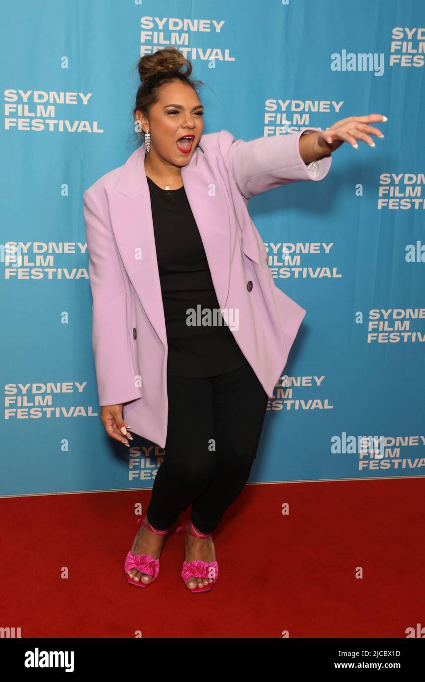 Sydney, Australia. 12th June 2022. Cast member Rarriwuy Hick arrives on