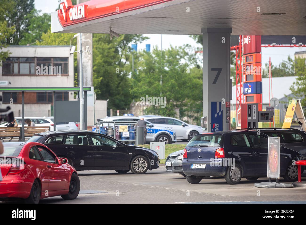 Poznan, Poland. 11th June, 2022. Drivers blocking 'Orlen' gas station in protest against high fuel prices. Credit: catwalkphotos/Alamy Live News Stock Photo