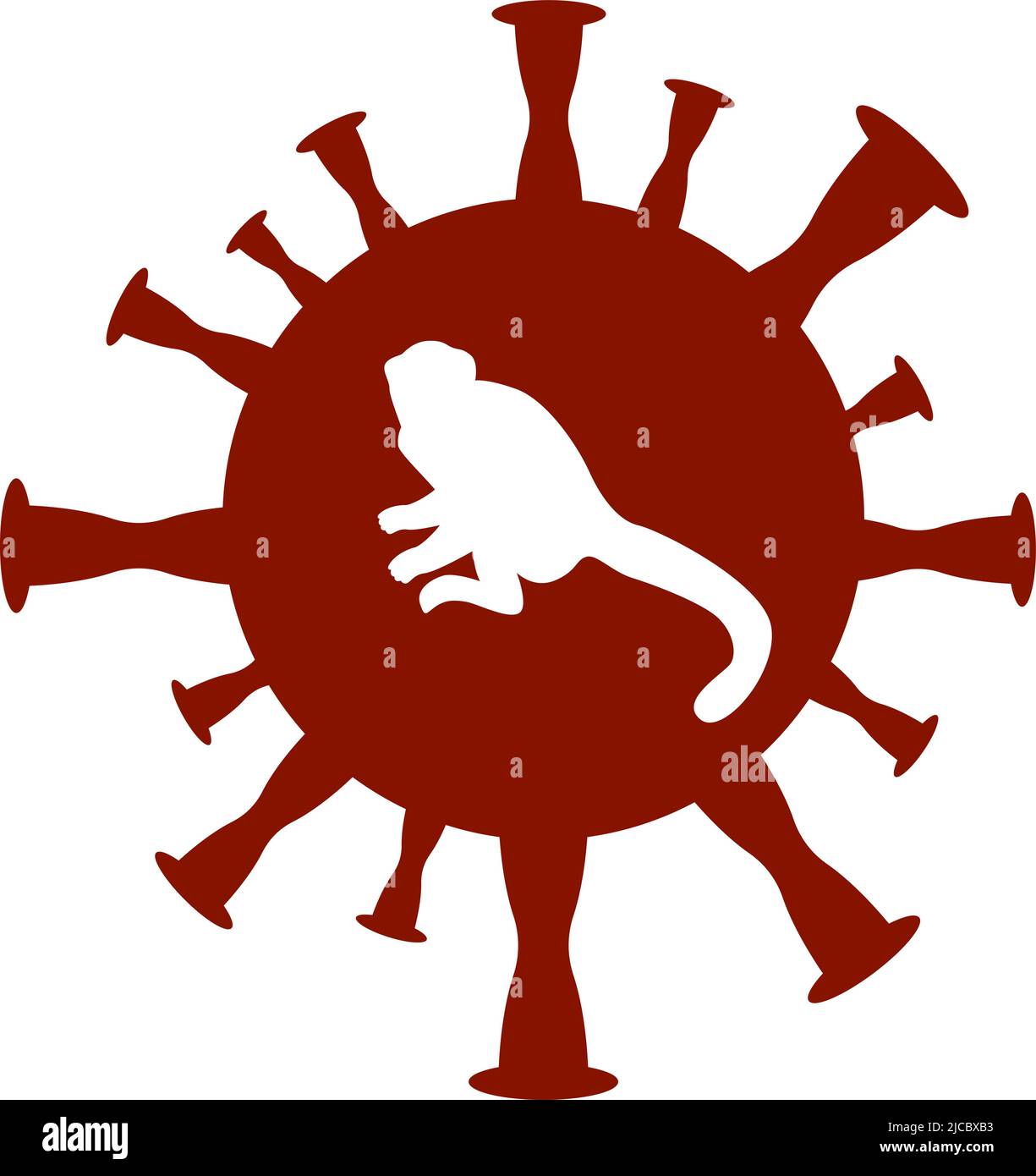 Virus cell with monkey silhouette, medical simbolic illustration ...
