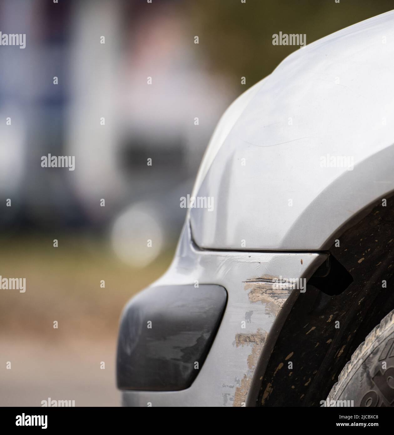 damaged parking car in an outdoor parking place Stock Photo Alamy