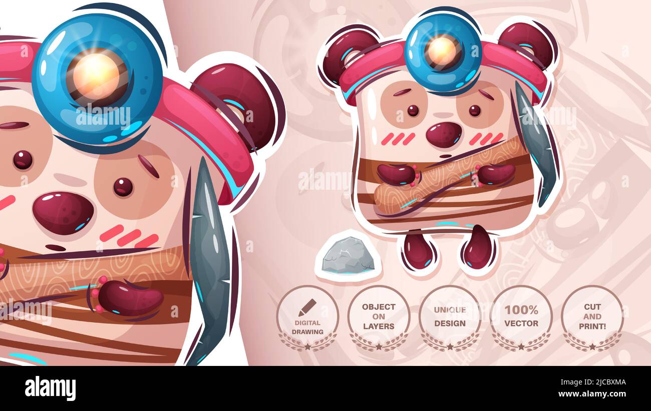 Teddy bear miner - seamless pattern Stock Vector