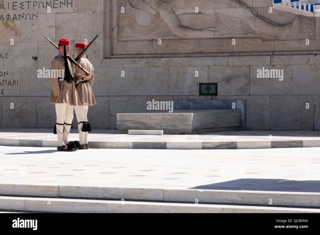 Changing of the Guards at the Tomb of the Unknown Soldier, Athens, Greece, Europe Stock Photo