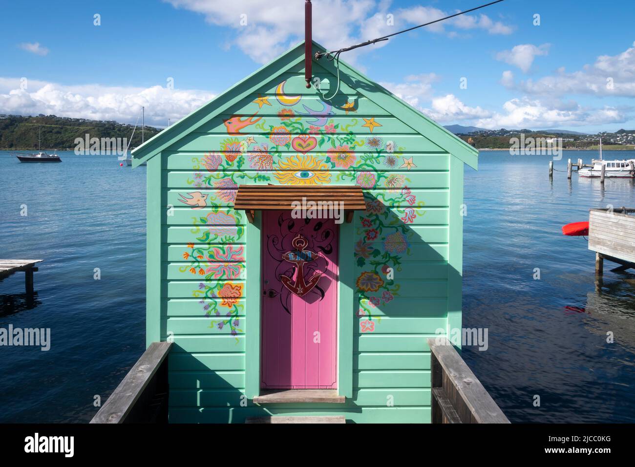 Boatshed, Evans Bay, Wellington, North Island, New Zealand Stock Photo