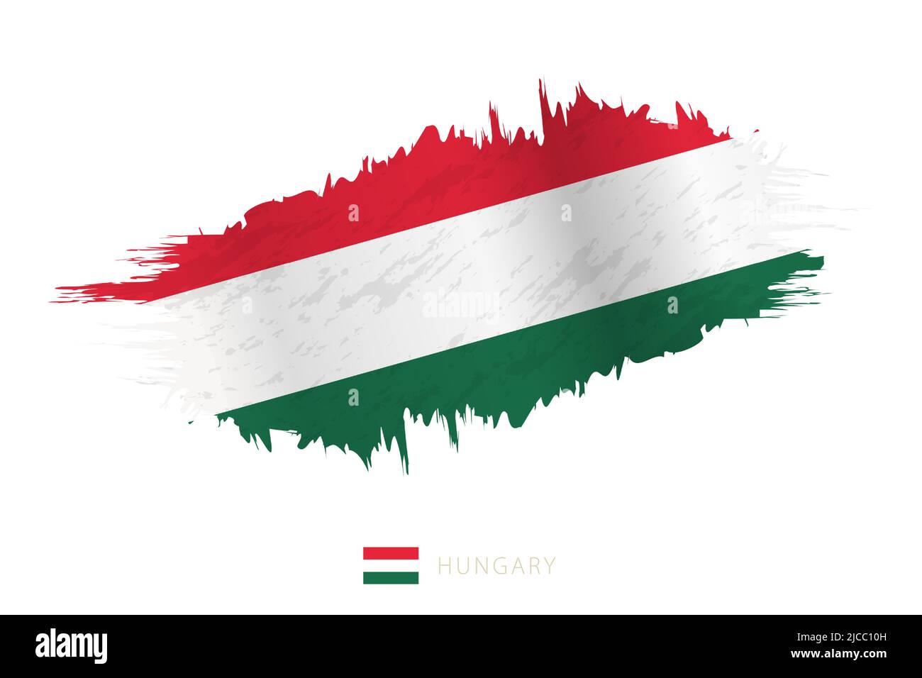 Painted brushstroke flag of Hungary with waving effect. Vector flag. Stock Vector