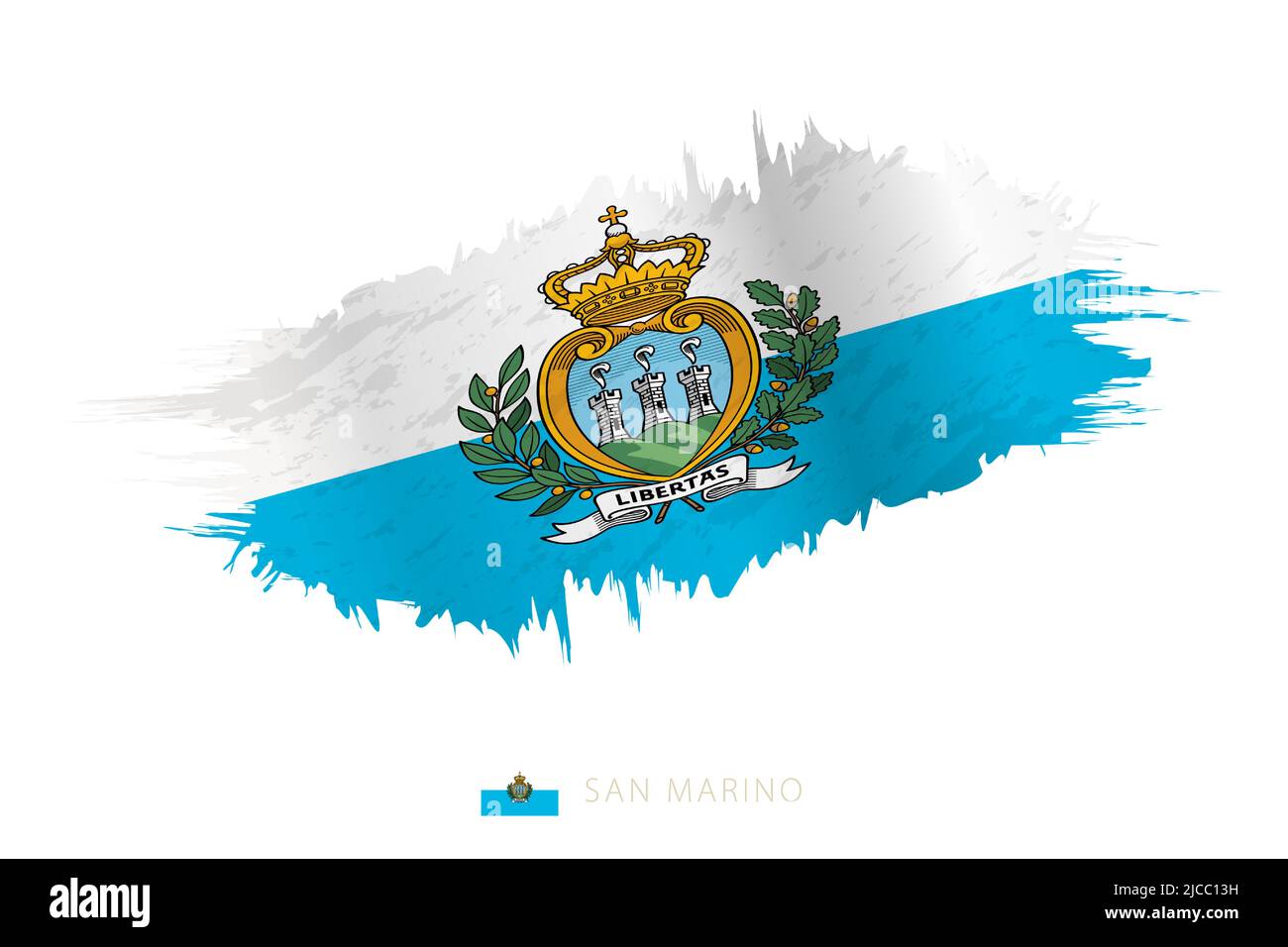 Painted brushstroke flag of San Marino with waving effect. Vector flag. Stock Vector