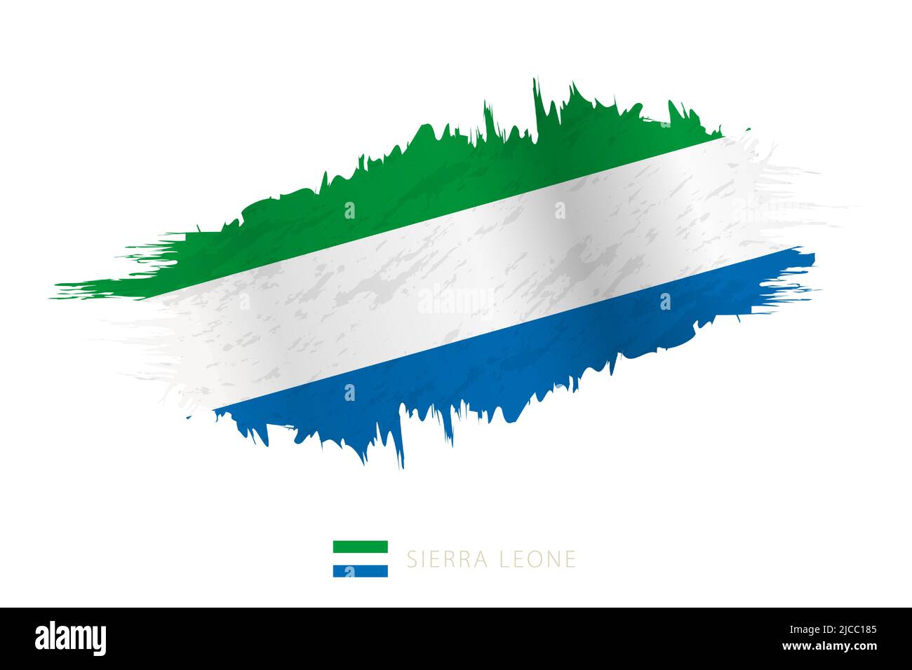 Painted brushstroke flag of Sierra Leone with waving effect. Vector ...