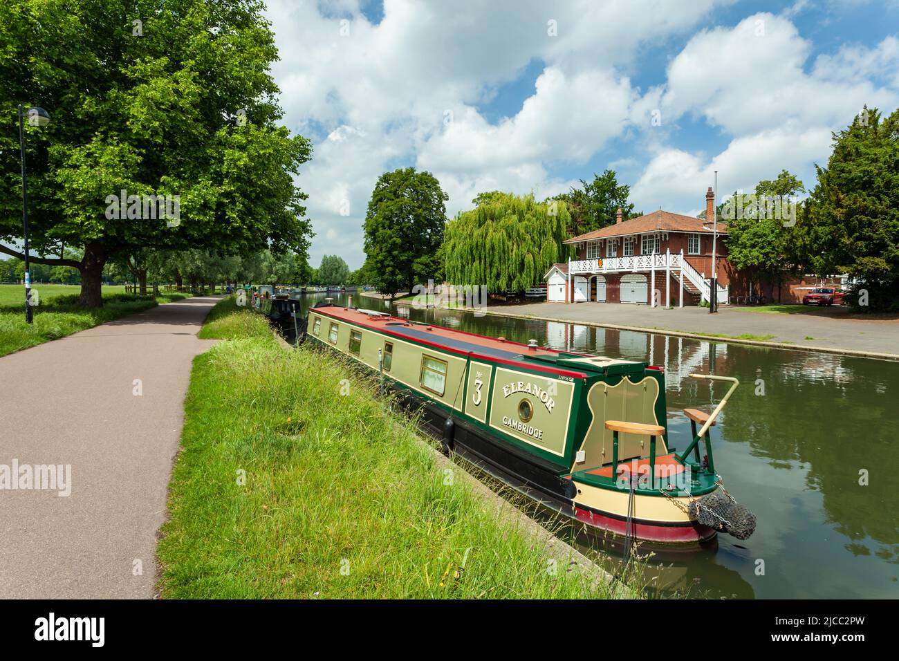 Houseboat on river Cam in Cambridge, England. Stock Photo