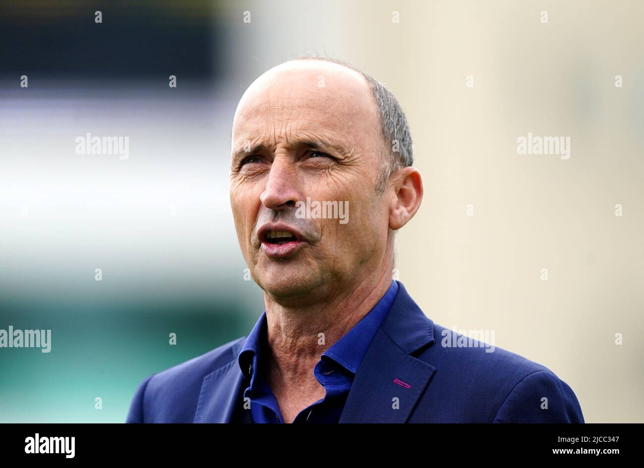 Presenter Nasser Hussain during day three of the Second LV= Insurance