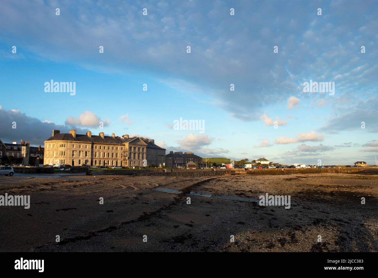 Beaumaris, Anglesey, Wales. Dramatic winter landscape of beach and coast at this charming, historic seaside town.  Blue sky and copy space. Stock Photo