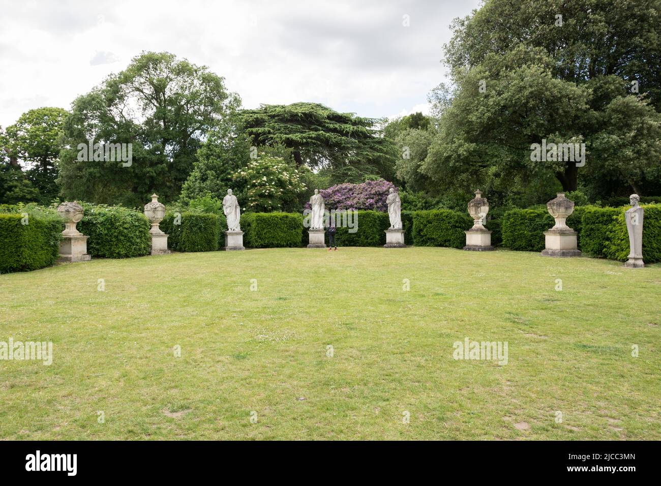 Stone statues in the semicircular Exedra in the North Garden at