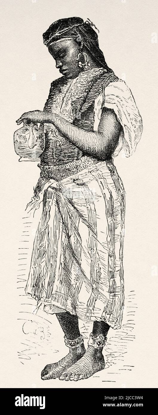 Black slave woman, Fez, Fes el Bali, Morocco. North of Africa. Morocco by Edmondo de Amicis 1875.  Le Tour du Monde 1879 Stock Photo