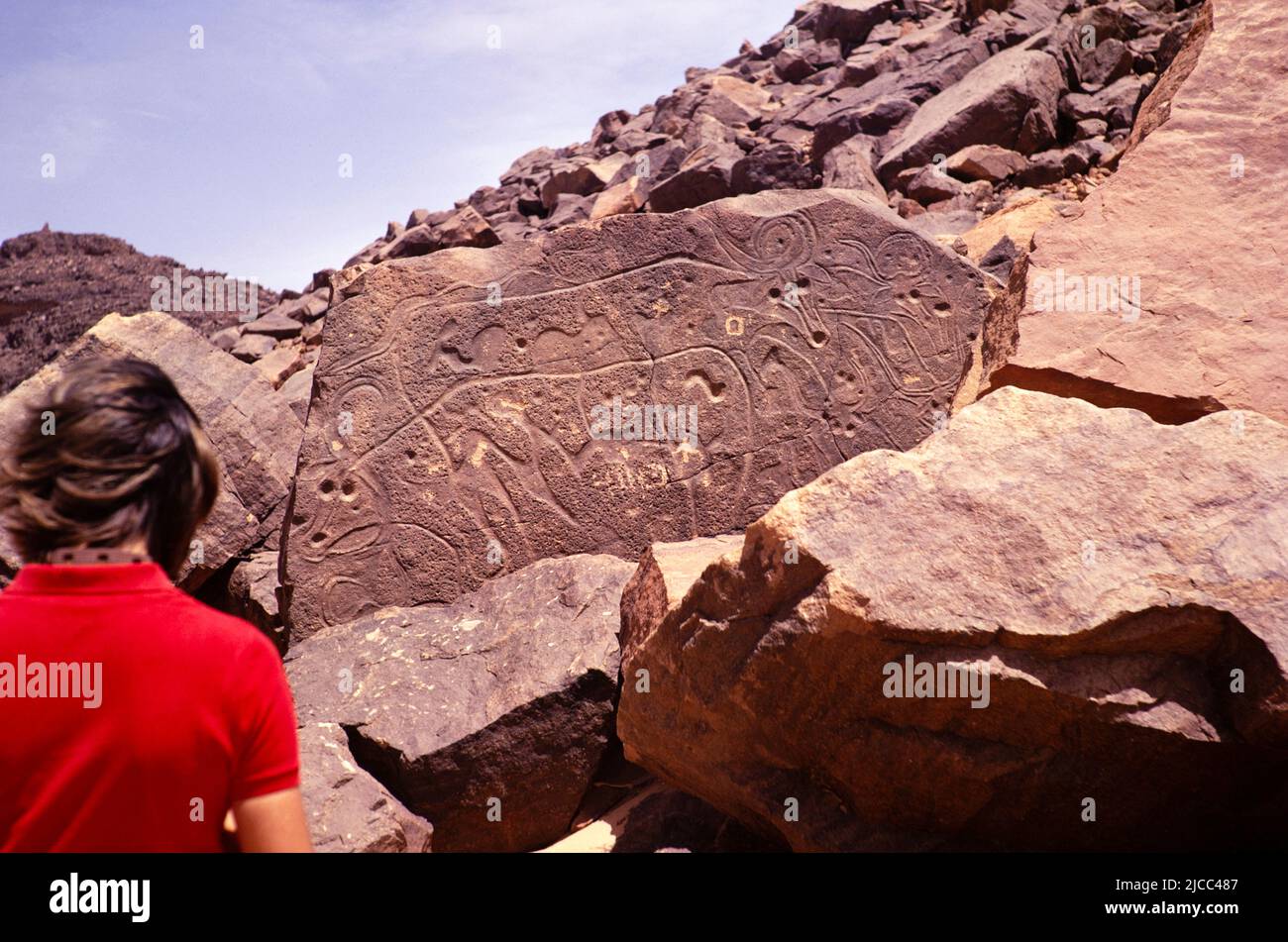 Prehistoric rock carvings, near Algeria, North Africa 1973 Tassili N'Ajjer National