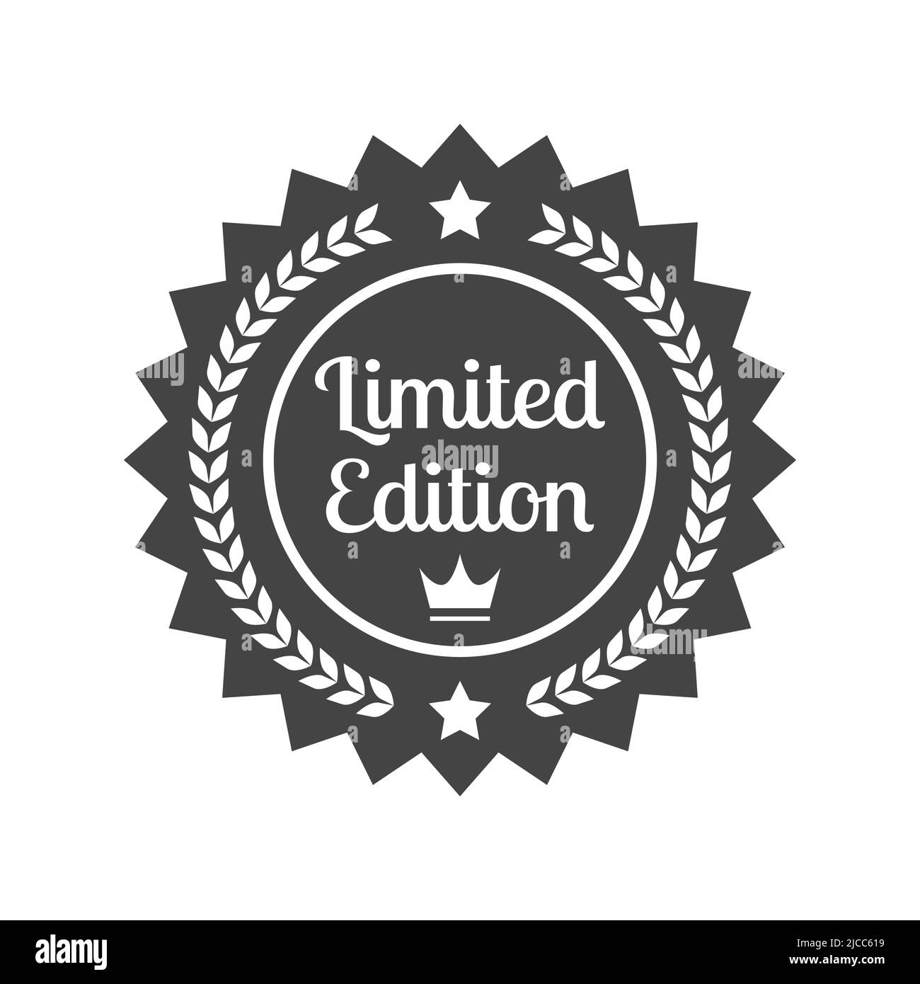Limited edition label with crown. Black vector sticker, stamp or badge. Stock Vector