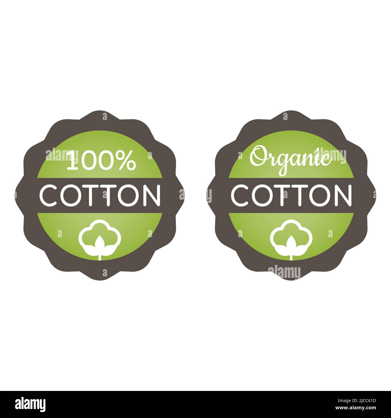 Organic cotton line vector label. Fabric and textile material badge. Stock Vector