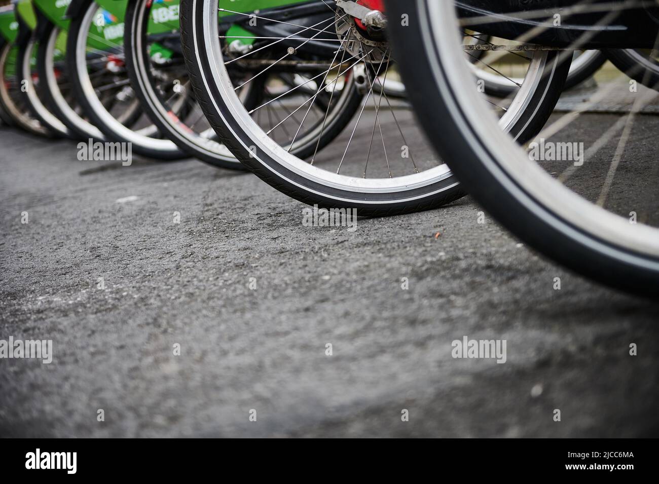 Bike Bicycle Parking In Bilbao, Biscay, Basque Country, Euskadi, Stock Photo