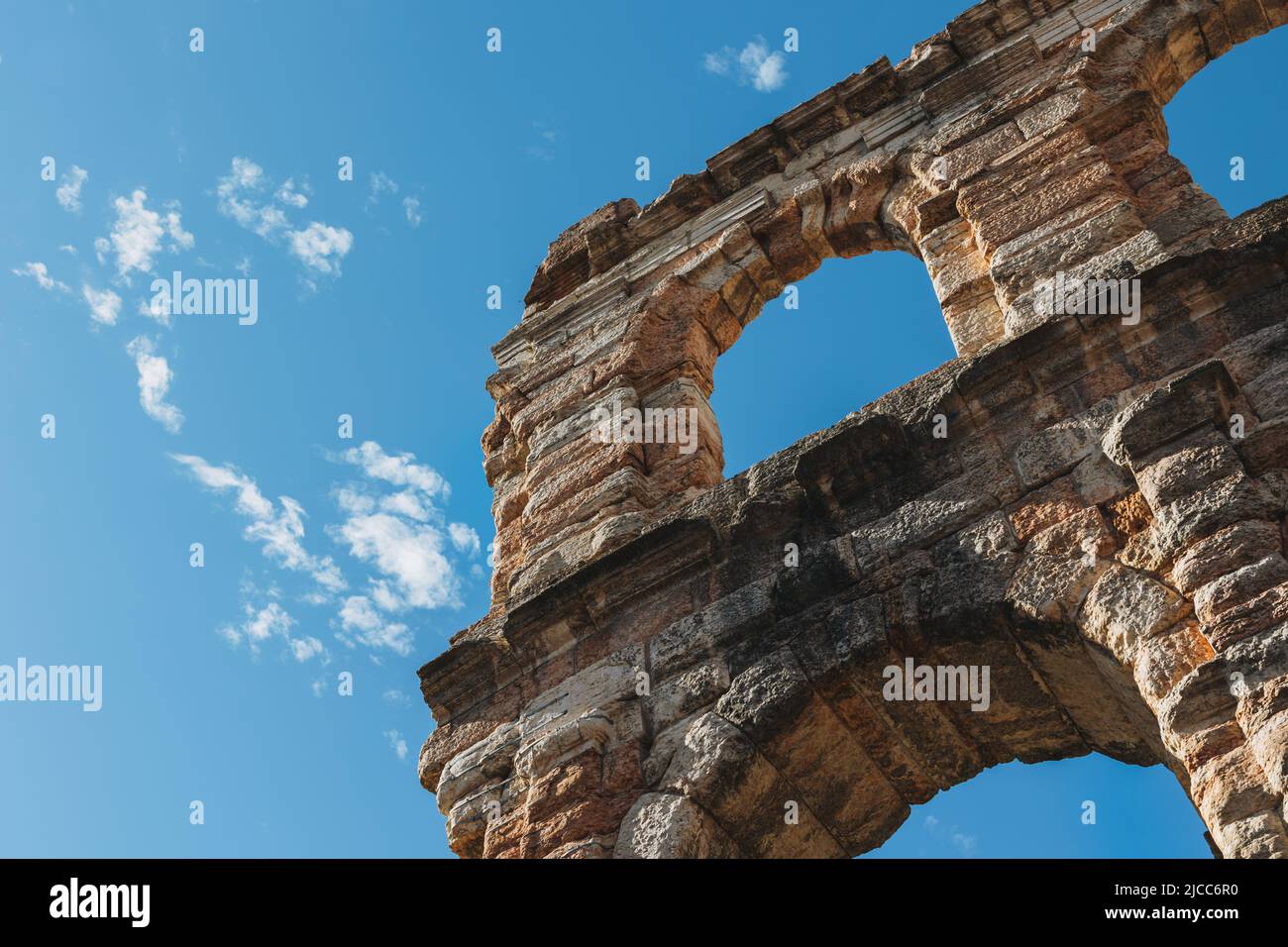 Amazing view of Verona Arena in a blue sky. A Roman amphitheatre in ...