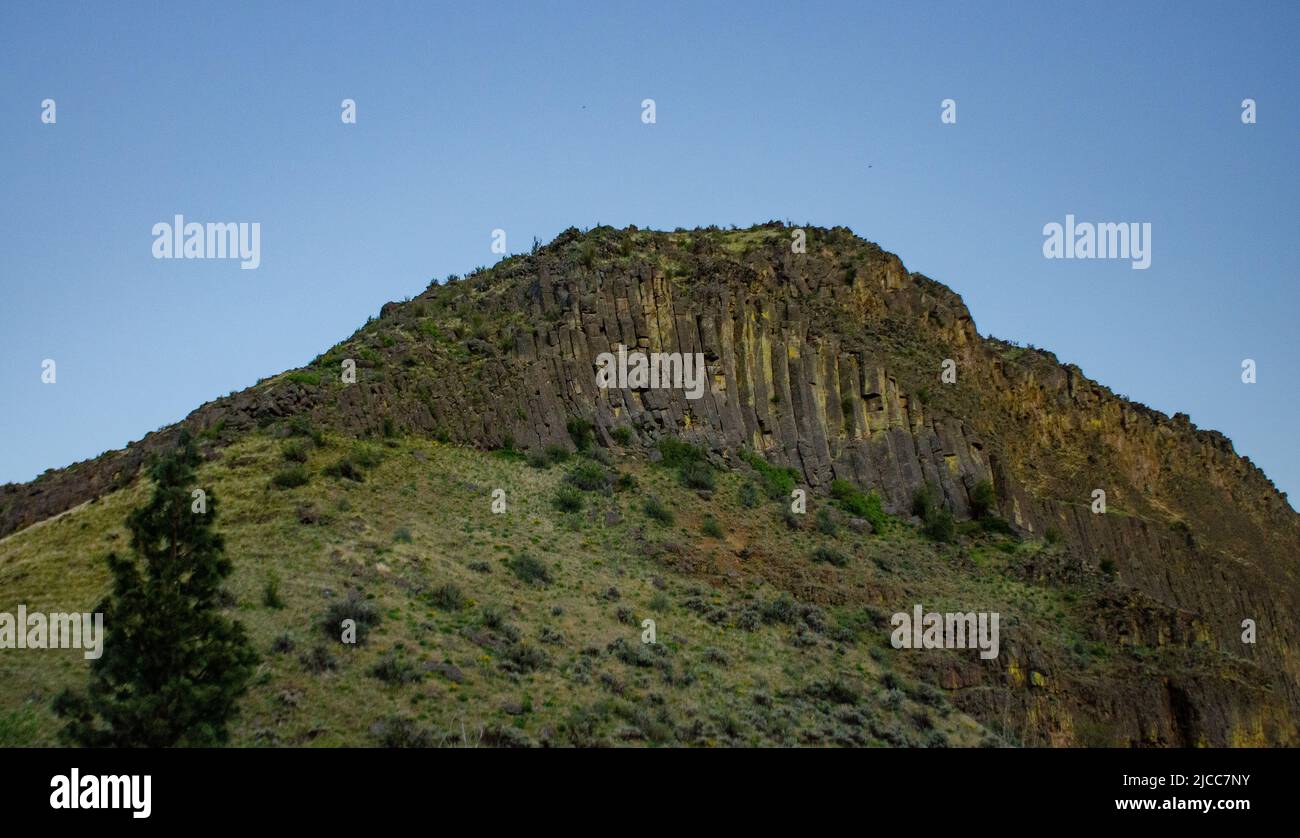 Mountain formations from vertical columnar lava formations, USA Stock ...