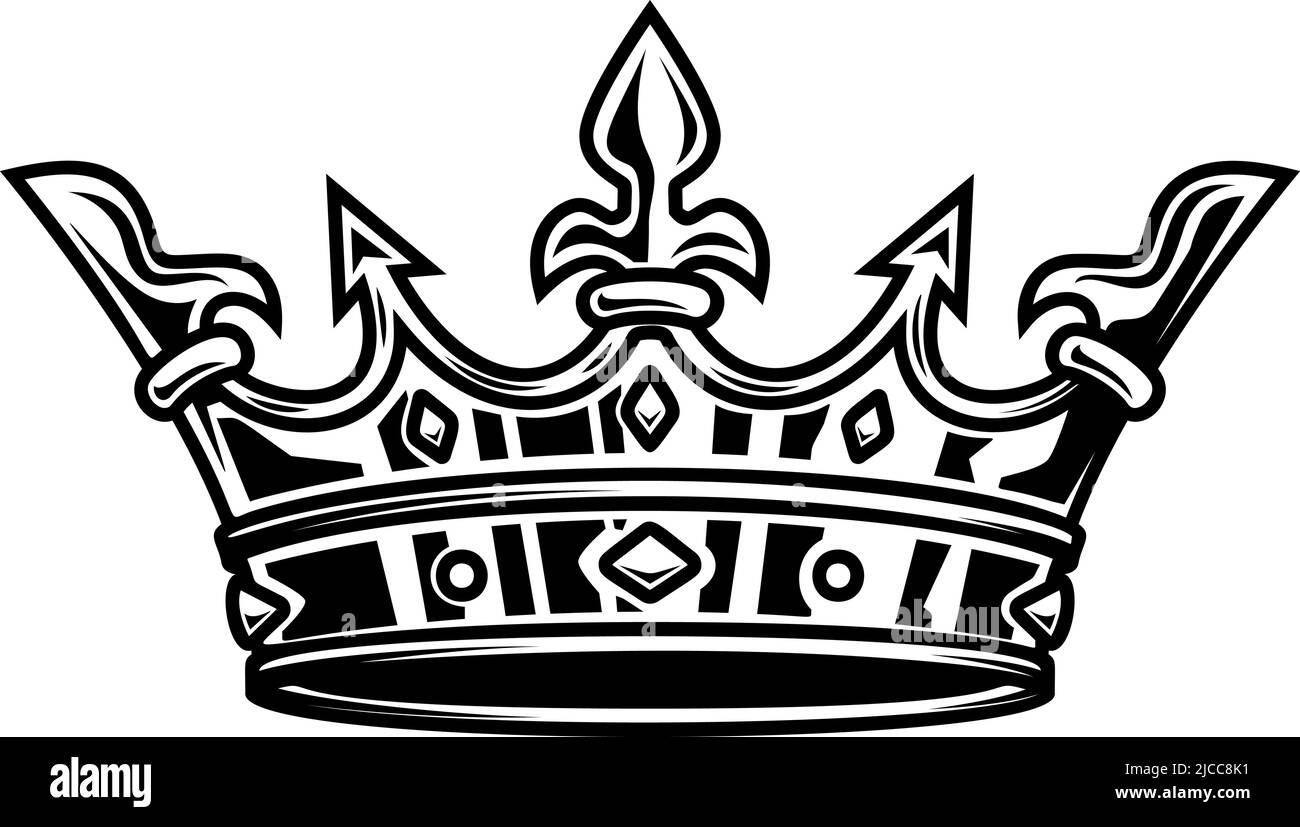 Illustration of king crown in monochrome style. Design element for logo,  emblem, sign, poster, t shirt. Vector illustration Stock Vector Image & Art  - Alamy