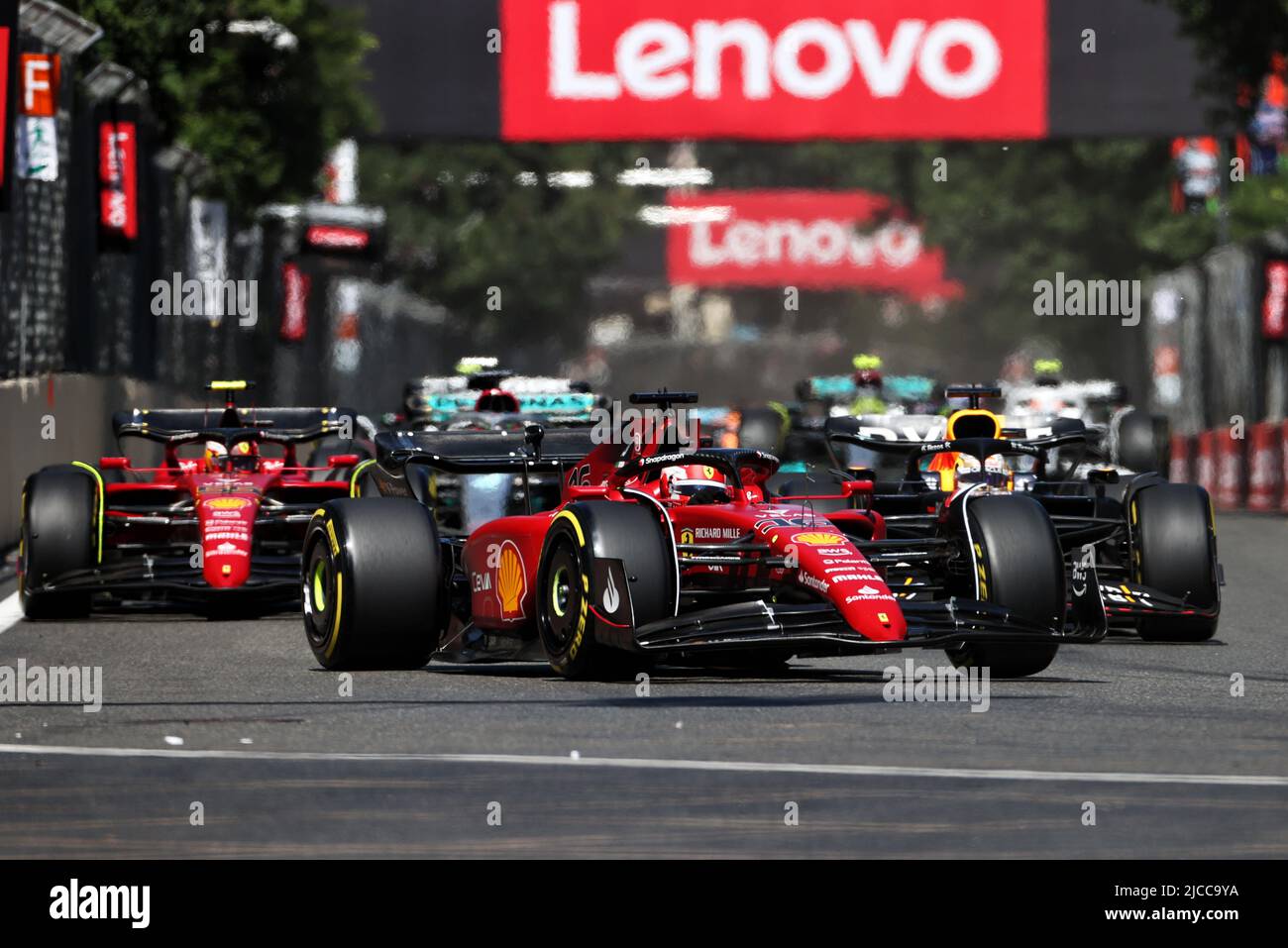 Baku, Azerbaijan. 12th June, 2022. Charles Leclerc (MON) Ferrari F1-75 at the start of the race