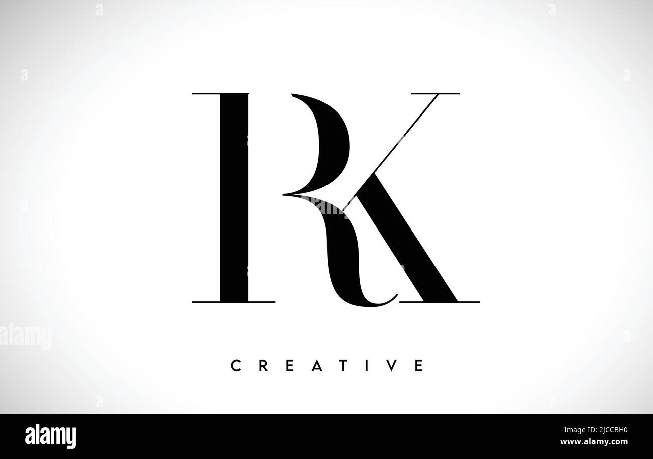 RK Artistic Letter Logo Design with Creative Serif Font in Black and ...