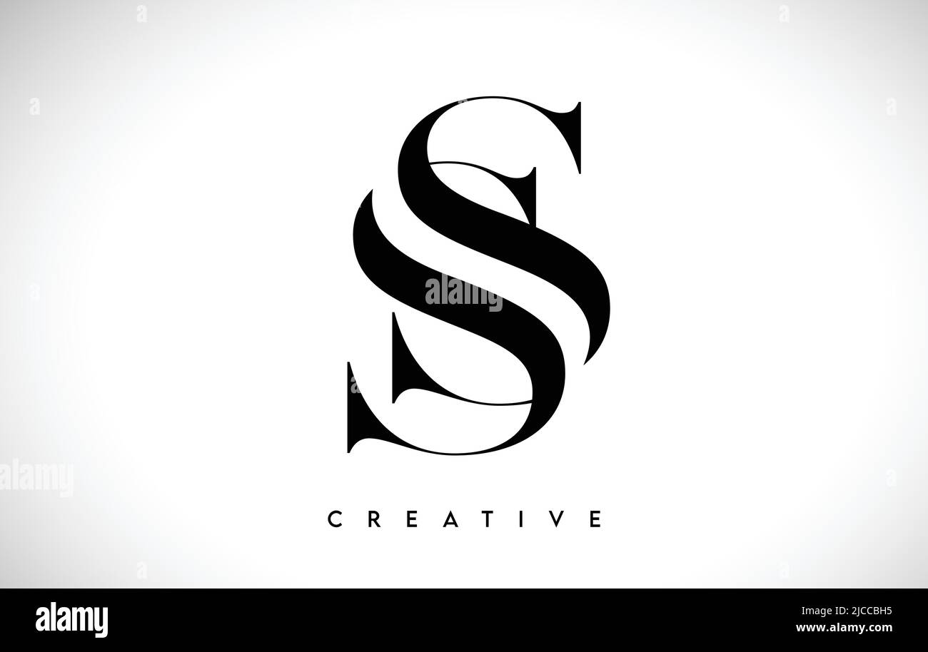 SS Artistic Letter Logo Design with Creative Serif Font in Black and ...