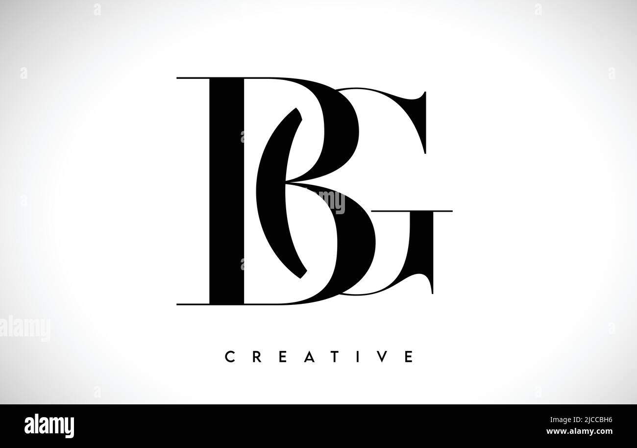 BG Artistic Letter Logo Design with Creative Serif Font in Black and ...